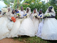 Habib Nsikonenne with his wives