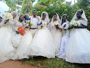 Habib Nsikonenne with his wives