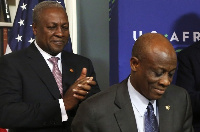 President John Mahama (behind) and finance minister Seth Terkper