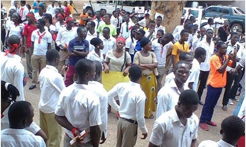 File photo of Teacher trainees picketing around GES, MOE