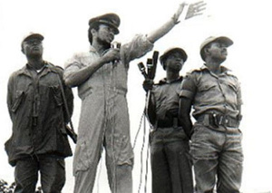 Flt. Lt. Jerry John Rawlings, joined other junior ranks of the Ghana Armed Forces to stage a coup