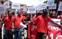 Graduate students protest.