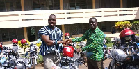 Hon. Frank Okpenyen presented 40 motorbikes