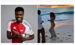 Thomas Partey and his engaged girlfriend