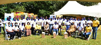 A group picture of the dignitaries and beneficiaries after the commissioning