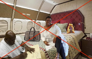 The viral picture showing Akufo-Addo seated by a bed in a private jet alongside Serwaa Broni