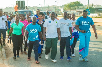 MP for Trobu Constituency, Anim Moses (m) and Carlos Fugar on extreme right during the walk