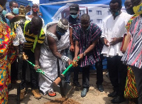 Nii Arde Nkpa family of Plerno-James Town cutting sod for construction of the edifice