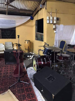 Drums, microphones and other instruments were stolen