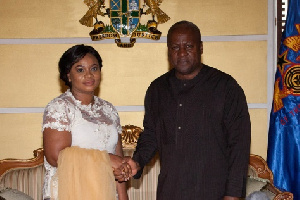 President John Dramani Mahama with EC Chair, Charlotte Osei