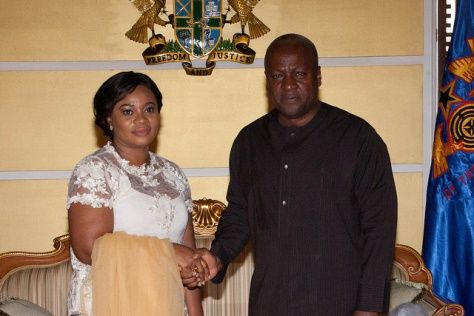 President John Dramani Mahama with EC Chair, Charlotte Osei