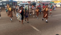 With the faulty traffic lights, motorists, have had to slow down to enable the school children cross