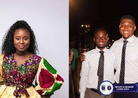 Acting UGSRC President Stephanie Naadu Antwi and Prince Asumadu with his vice Wisdom Ndukwe (right)