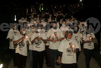 The procession is taking place at the SCOAN headquarters in Lagos, Nigeria