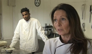 Guinean migrant Mamadou Yaya Bah with French baker Patricia Hyvernat