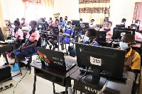 Girls under ICT training