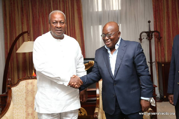 Former president John Mahama (left) and President Akufo-Addo