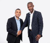 Shachin Agrawal, CEO, Tarika Technologies (L) with William Ansah, CEO of Origin8 (R)