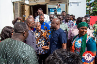 Kennedy Agyapong interacting with the leadership of the NPP at their HQ