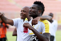 Asamoah Gyan with Andre Ayew