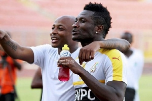 Current Black Stars skipper, Andre Ayew and former skipper Asamoah Gyan