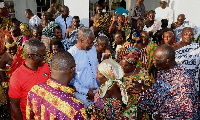 Vice President, Amissah-Arthur interacting with the Chiefs