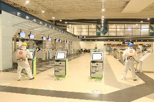 Disinfection exercise at the Kotoka International Airport