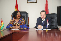 Shirley Ayorkor Botchwey and Ivica Dacic during the meeting