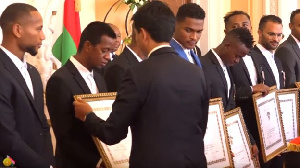 The Madagascar squad  visited the President after their exit from the AFCON