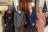 Uganda president and his daughter with the Bidens pose for a photo at the White House | File photo