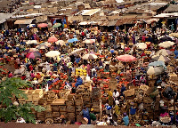 Aerial shot of a busy market