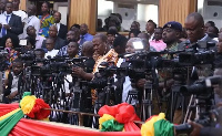 Ghanaian journalists on duty at Ghana's Parliament