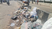 A part of the market with heaps of rubbish