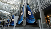 An atrium is seen at the World Bank headquarters building during the IMF/World Bank annual meetings