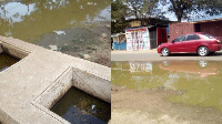 Waste water from the system seeps through the streets of Tema