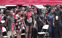 Bukom Banku in his 'bizzare' looking outfit during Ebony's funeral at the State House