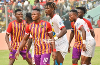 A photo of a Ghana Premier League game between Hearts of Oak and Asante Kotoko