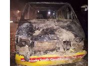 The car was torched at Nakaseke Saza ground where it had been parked on Tuesday by the driver