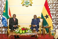 South Africa president (left) with President Akufo-Addo in Accra