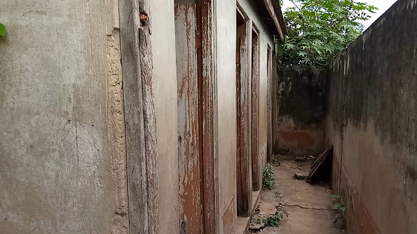 A picture of the toilet facility used by both men and women in the Apegusu community