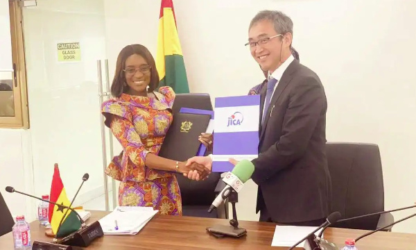 Finance Minister Abena Osei-Asare and JICA's Naoki Ando