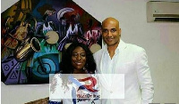 US based Ghanaian actor, Boris Kodjoe with Tourism Minister, Catherine Afeku