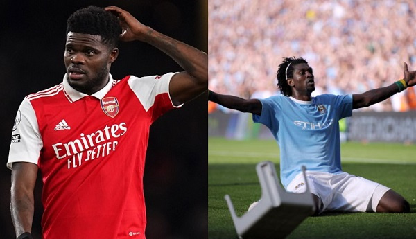 Thomas Partey(L) and Emmanuel Adebayor(R)