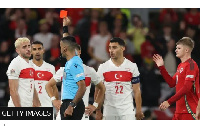 Turkey's Baris Yilmaz was sent off in the 62nd minute