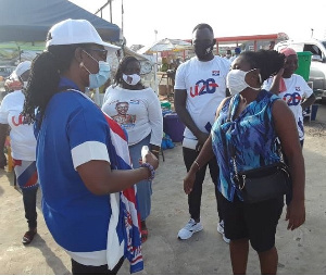 Ursula Owusu-Erkuful engaging some of her constituents on the new voters register