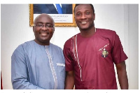 Asamoah Gyan (right) and Vice President, Dr Mahamudu Bawumia