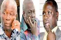 Nii Lante Vanderpuye (l) Former President Mahama (m), Emmanuel Armah Kofi-Buah (r)