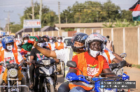 The MP was joined by dozens of Okada riders to file his nomination