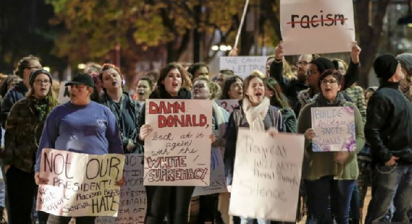 Americans protest against Donald Trump's election