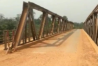 The yet to be tarred constructed bridge over River Pra